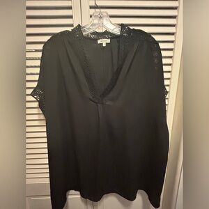 Max Studio Black Lace Accent Blouse